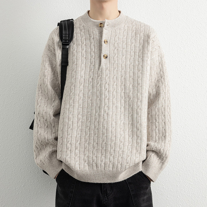 Knitted sweater for men with button details and textured surface Lune London