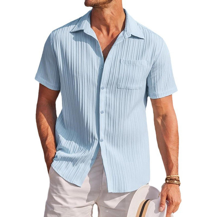 Short sleeve shirt for men with fine stripes and chest pocket Lune London