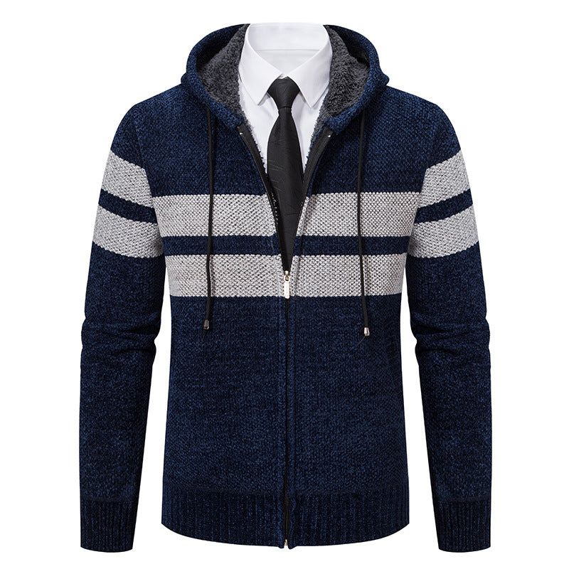 Hooded sweatshirt for men with modern zipper and practical fleece lining Lune London