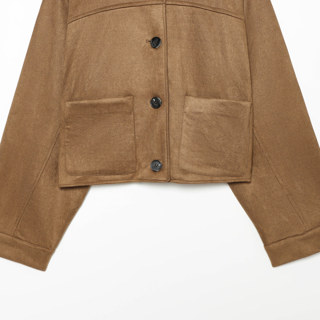 Ladies short jacket in suede look with large patch pockets Amarae
