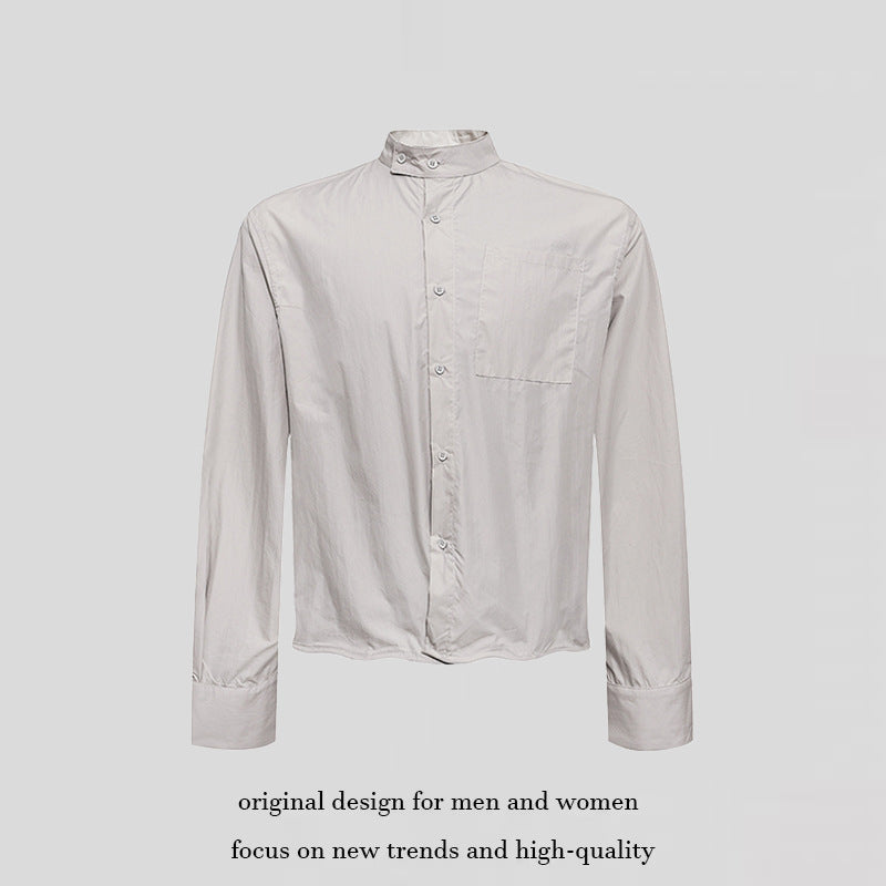 Men's shirt with stand-up collar, chest pocket and relaxed fit Amarae