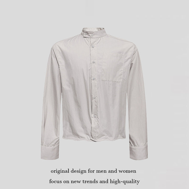 Men's shirt with stand-up collar, chest pocket and relaxed fit Amarae