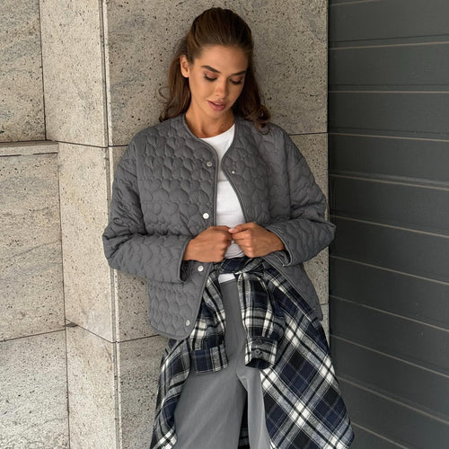 Quilted leisure jacket for women with button closure and modern details Amarae