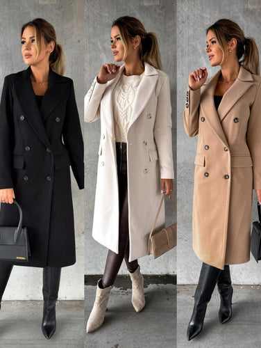 Ladies Elegant Double-Breasted Coat Amarae