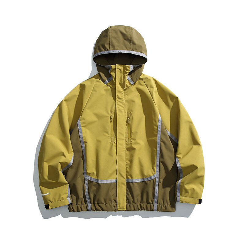 Unisex Water-repellent technical hooded jacket with reflective piping and elastic hem Amarae