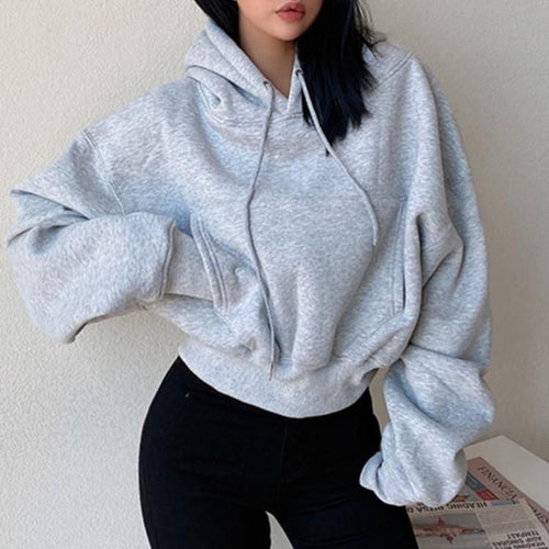 Ladies sweat-crop hoodie with kangaroo pocket Amarae