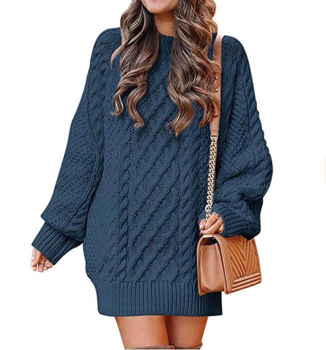 Chunky knit sweater for women with voluminous sleeves and an elegant cable pattern Lune London