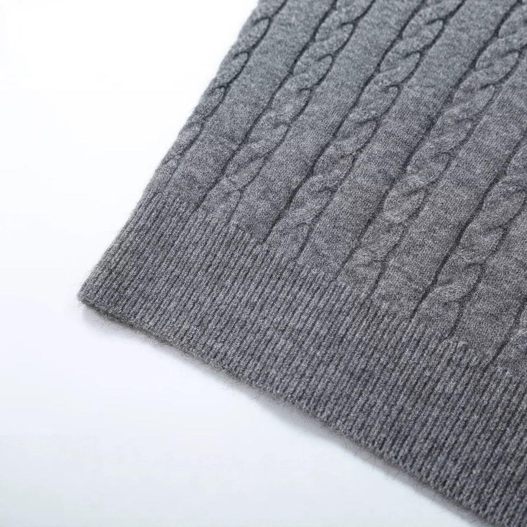 Women's Oversize Cable Knit Sweater with V-Neck and Wide Ribbed Cuff Amarae