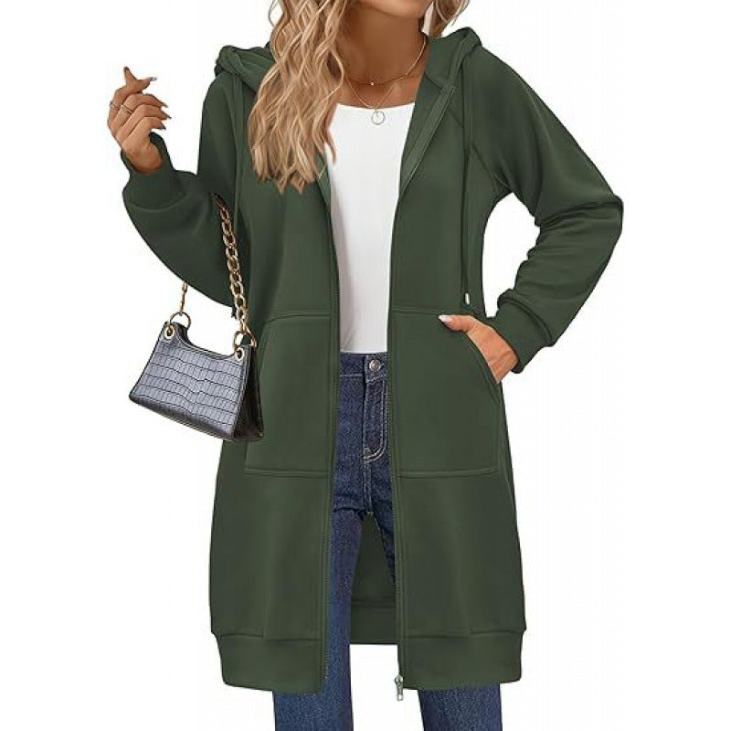 Fashion hooded jacket for women with side pockets and zipper Lune London