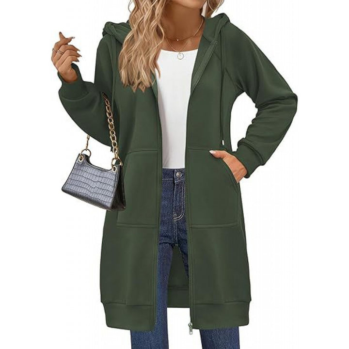 Fashion hooded jacket for women with side pockets and zipper Lune London