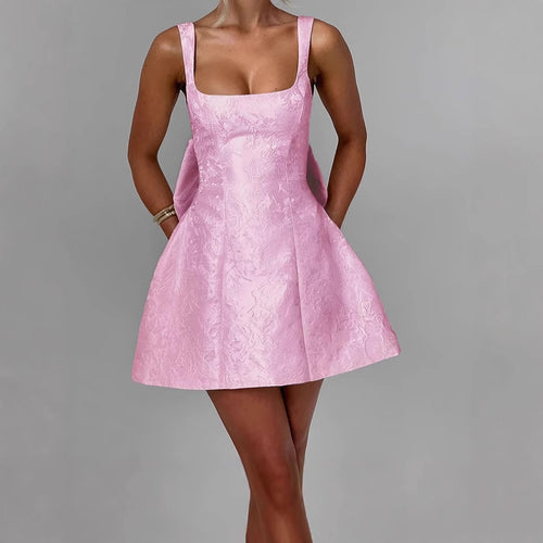 A-line dress for women with floral jacquard pattern and thin straps Amarae