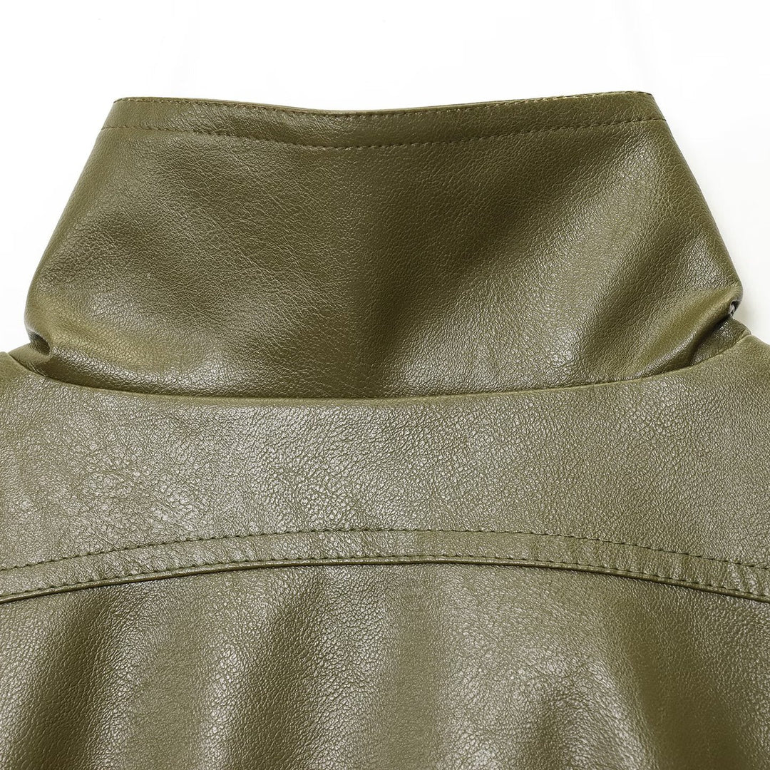Cropped biker jacket for women with shoulder pads and large pockets Lune London