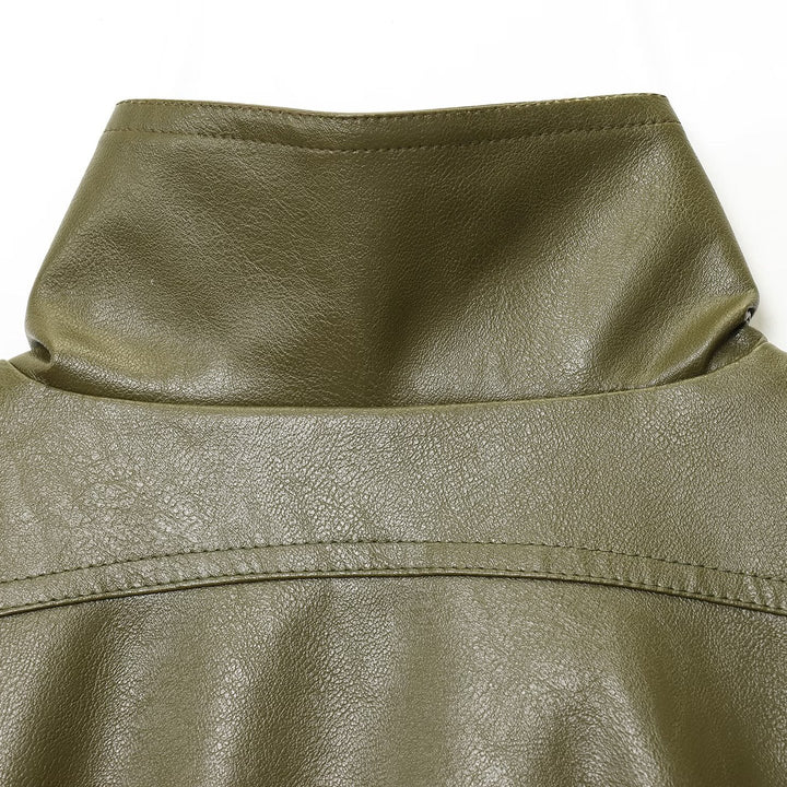 Cropped biker jacket for women with shoulder pads and large pockets Lune London