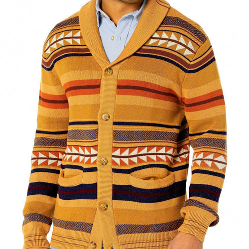 Men's knit jacket with geometric pattern and practical pockets Amarae