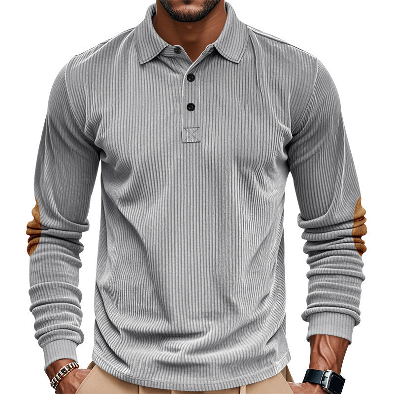 Men's long-sleeve shirt in textured material with fashionable elbow patches Lune London