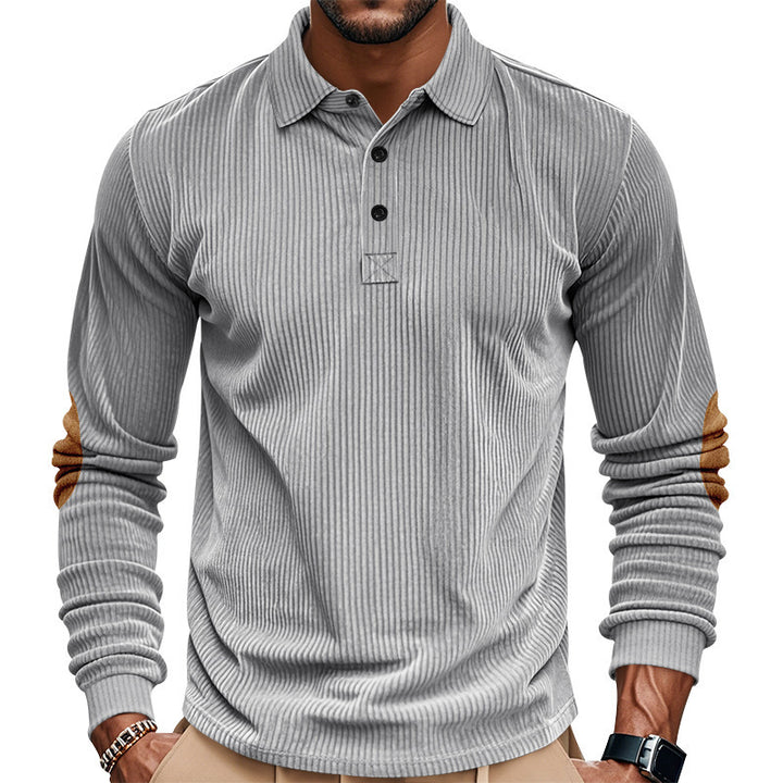 Men's long-sleeve shirt in textured material with fashionable elbow patches Lune London