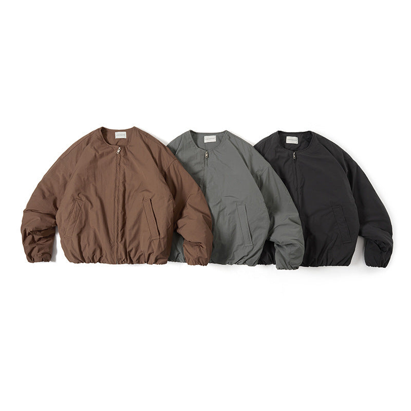 Unisex Lightweight Boxy Transition Jacket without Collar with Full Zip and Elastic Hem Amarae