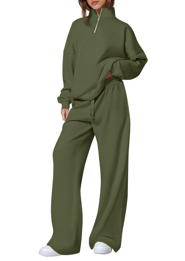 Casual sweatpants set for women with high collar and zipper Lune London