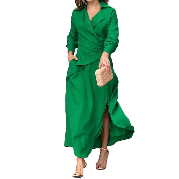 Robe élégante à enrouler pour femmes avec coupe cintrée et manches longues Chic & Stil