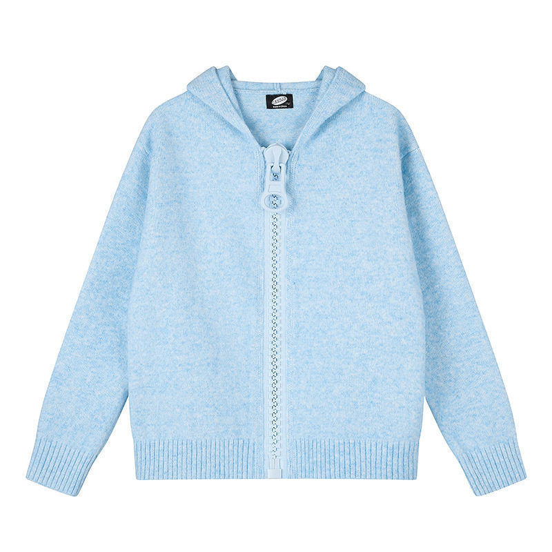 Women’s Hooded Cardigan with Oversized Zipper and Soft Mohair Mix Amarae