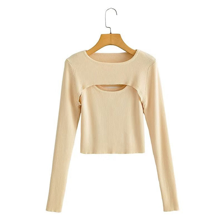Crop Top à Manches Longues pour Femme avec Design Découpé Sophistiqué Chic & Stil
