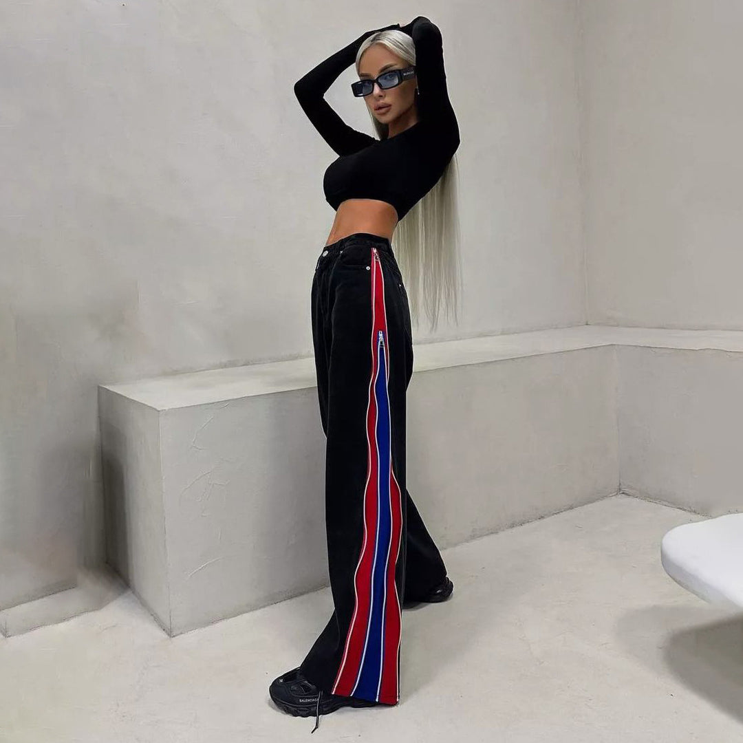 Women Short Sports Top with Long Sleeves and Colorful Side Stripes Lune London