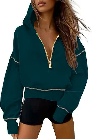 Knit sweater for ladies with functional zip and relaxed fit Lune London