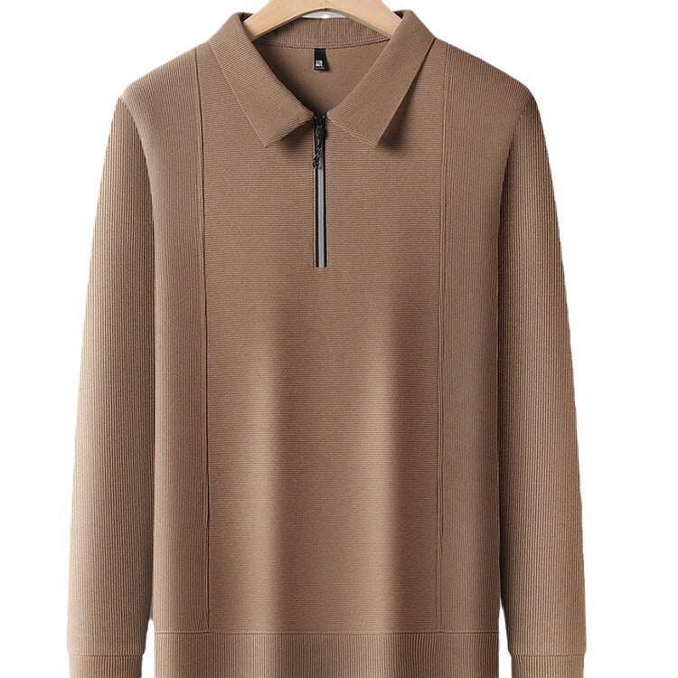 Casual long sleeve pullover for men with half zipper and textured pattern Lune London