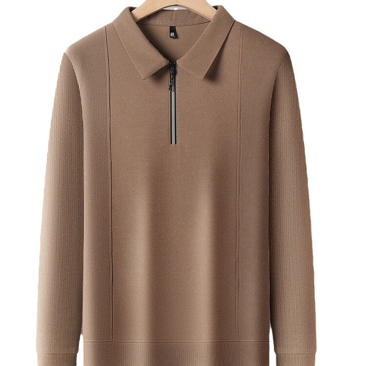 Casual long sleeve pullover for men with half zipper and textured pattern Lune London