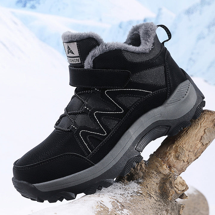 Men Insulated Winter Trekking Boots with Thermal Lining, Velcro Closure, and Traction Off-Road Profile Sole Amarae