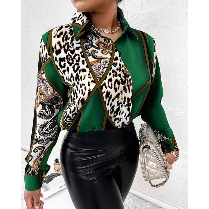 Ladies' shirt in elegant animal print with contrasting patterns Amarae
