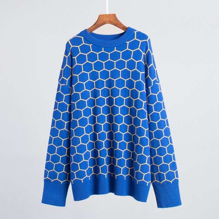 Ladies creative knitted sweater with honeycomb pattern Lune London