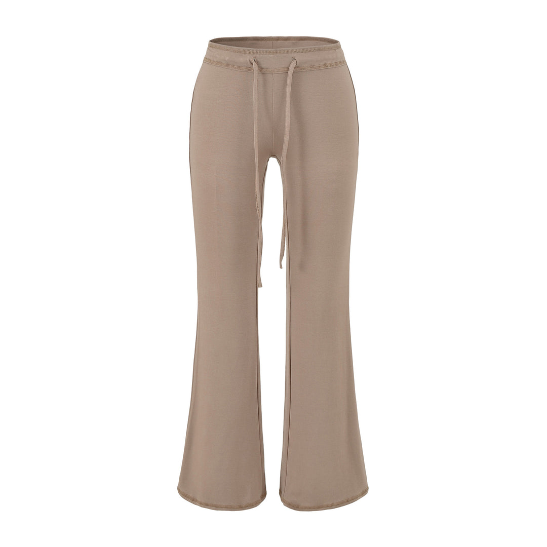 Women's Flowing Jersey Pants with High Waist, Drawstring and Flared Leg Amarae