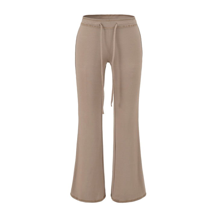 Women's Flowing Jersey Pants with High Waist, Drawstring and Flared Leg Amarae