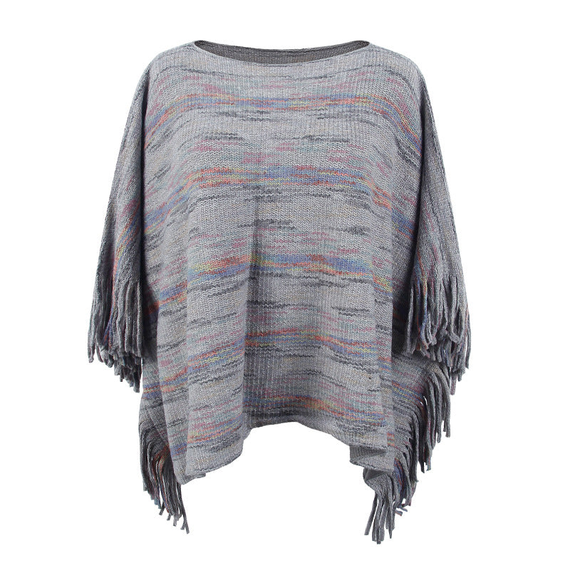 Ladies cozy poncho with fringe details Lune London