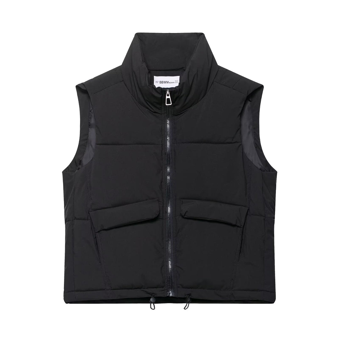 Women's trendy quilted vest with high collar and practical pockets Lune London