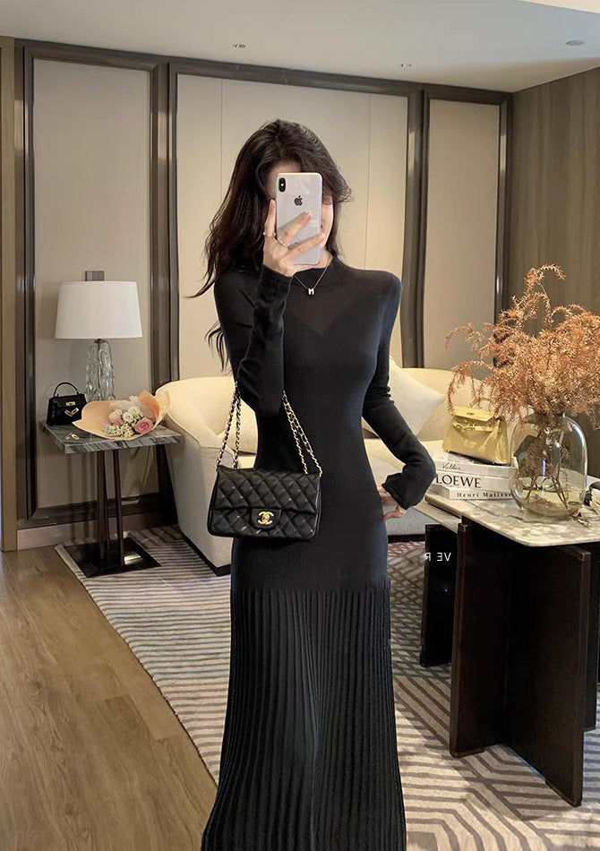 Maxi knit dress for women with a fine ribbed design and modern sleeve accents Lune London