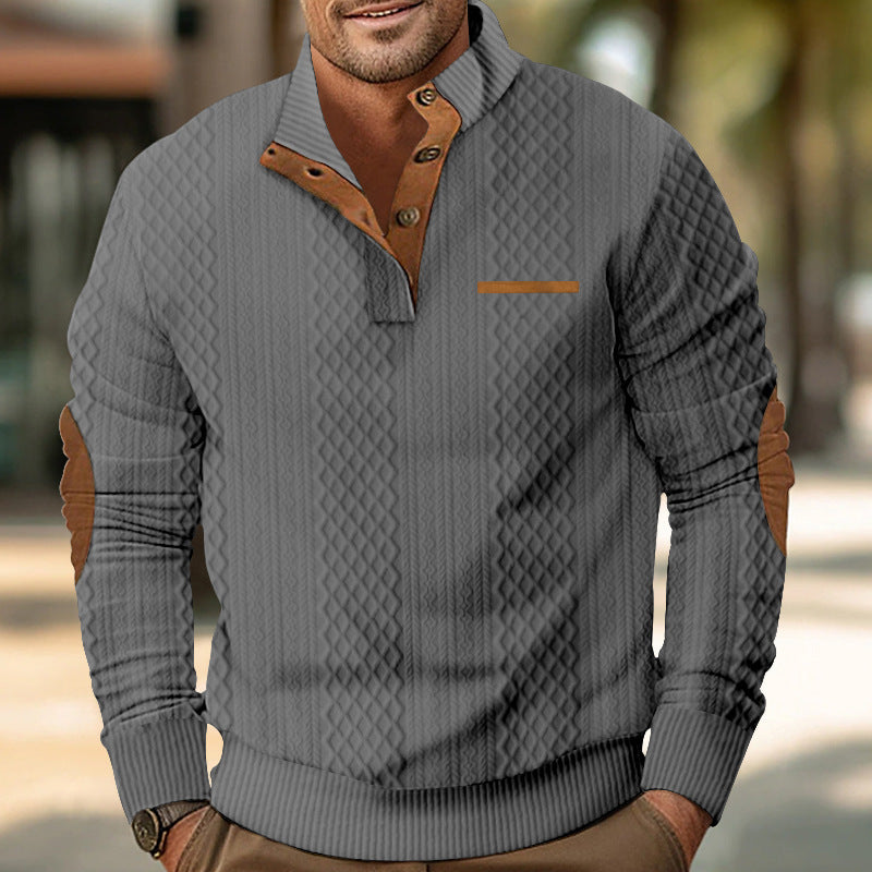 Chunky knit sweater for men with elegant button placket Lune London