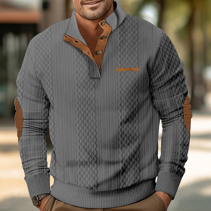 Chunky knit sweater for men with elegant button placket Lune London
