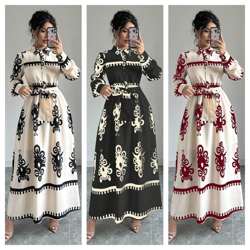Maxi dress for women with vintage pattern Amarae