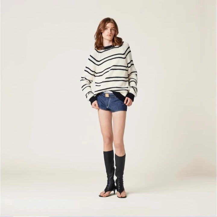 Pull à rayures tendance pour femmes en tricot épais Chic & Stil