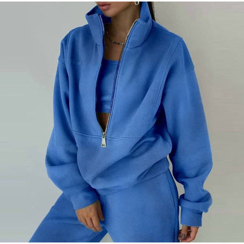 Casual zippered pullover for women with high collar Amarae