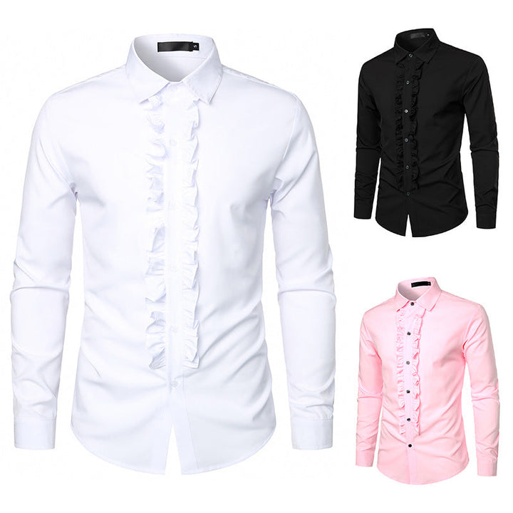 Men's Elegant Shirt with Ruffle Details Amarae