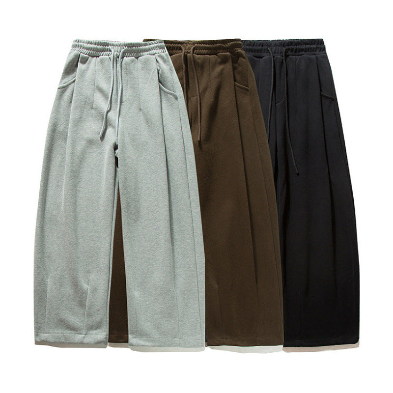 Unisex Wide Jogging Pants with Pleats, Elastic Drawstring and Side Pockets Amarae