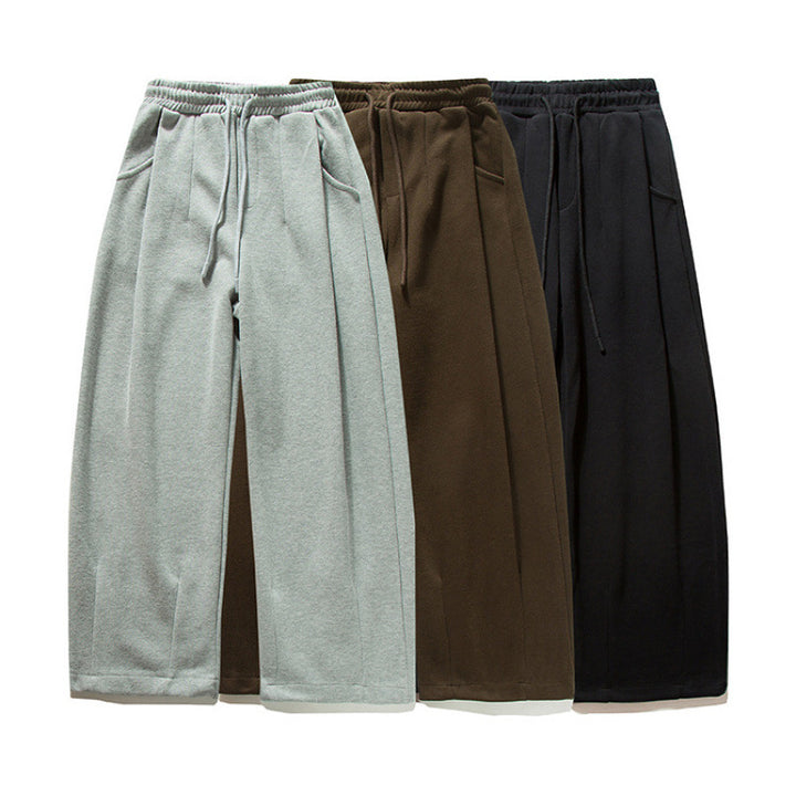 Unisex Wide Jogging Pants with Pleats, Elastic Drawstring and Side Pockets Amarae