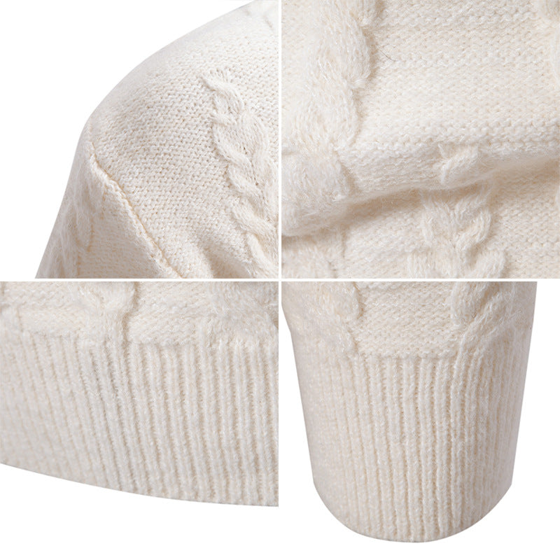 Knit sweater for men with classic twisted design and high collar Lune London
