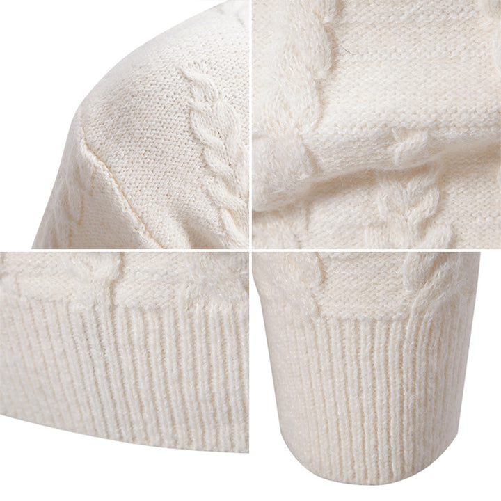 Knit sweater for men with classic twisted design and high collar Lune London
