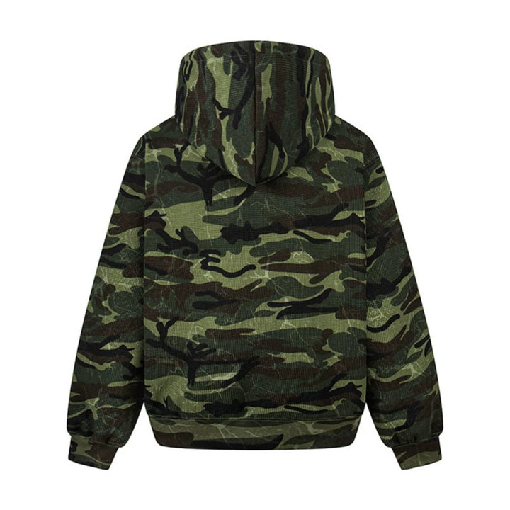 Unisex hooded sweat jacket in camouflage design with full-length zipper Amarae