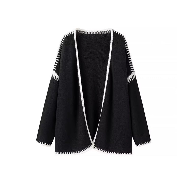 Women's Oversized Cardigan with Contrasting Crochet Edges Amarae