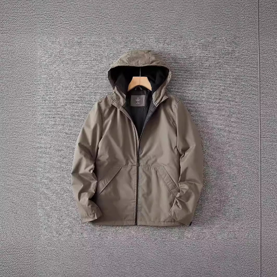 Men's lightweight water-repellent parka-style hoodie with two-way zip and patch pockets Amarae